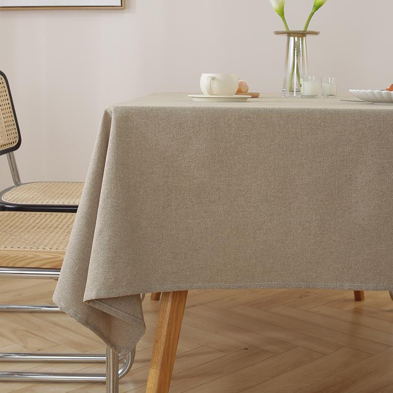 Simple Solid Color Linen Tablecloth Rectangular Coffee Table Cover Plain Dining Tablecloth 90*90cm светло-коричневого