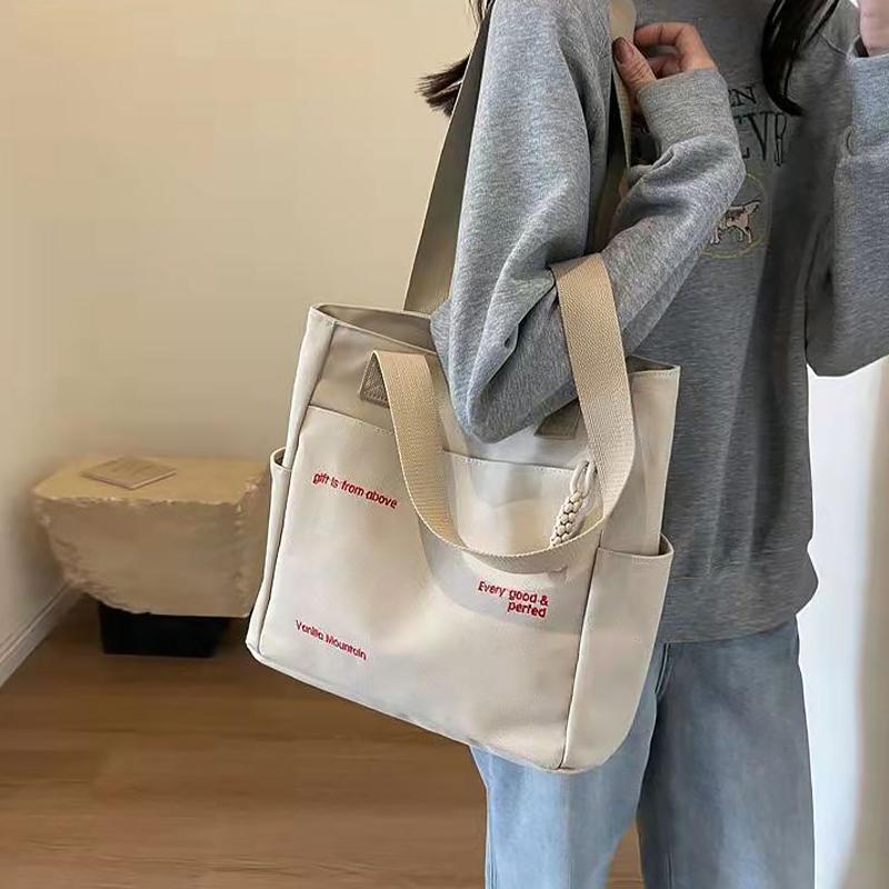Fashionable Casual Canvas Bag Cartoon Letter Versatile Handbag Bento Bag