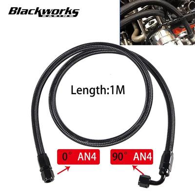 1M AN4 4AN Black Braided Oil Fuel Fittings Hose End 0+90 Degree Oil Adaptor Kit Oil Fuel Hose Line