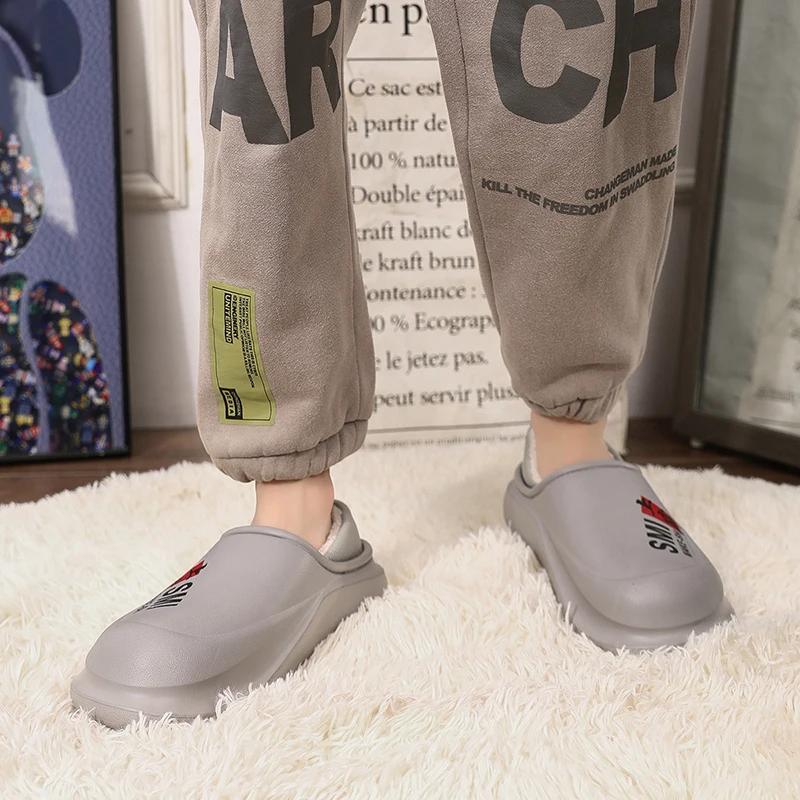 Shoes for Men Slippers Indoor House Couple Women Home Shoes Add Velvet Heel Covering Soft and Comfortable Warm Fashion Unisex