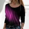 T-shirt da donna in cotone T-shirt casual per le vacanze del fine settimana T-shirt semplice con pittura astratta T-shirt a maniche lunghe girocollo oversize Basic Nuovo