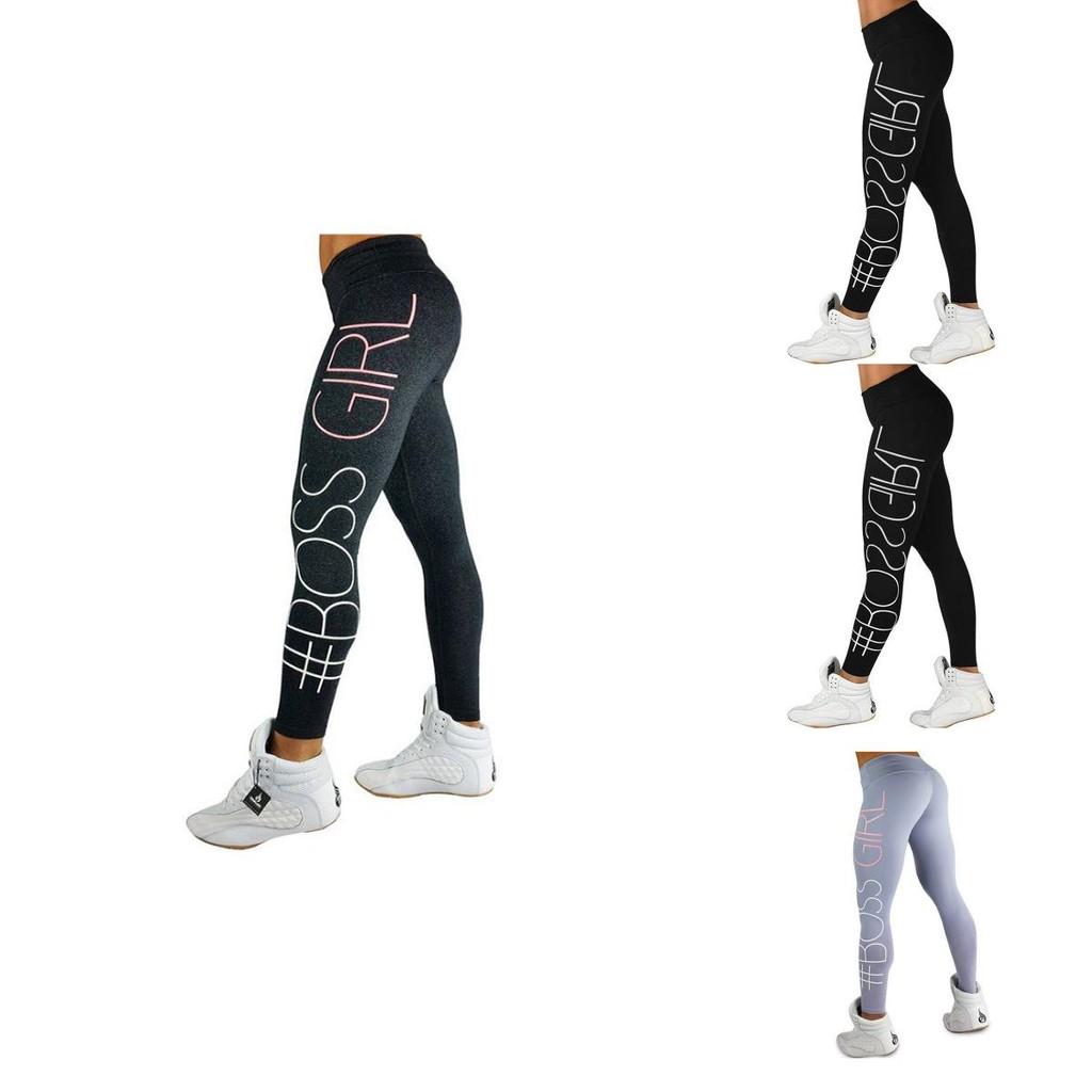Stylish Women Letter Print Full Length Leggings Featuring High Elasticity And Body Sculpting Fit