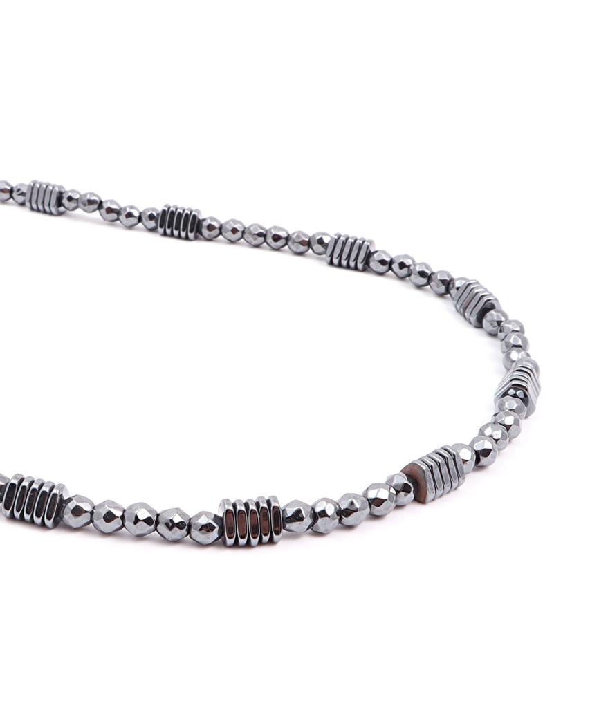 Polalita Black Gray Cut Hema Necklace (Plt-Nl-065_Sv)