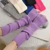 Women Chic Autumn/Winter Accessory Stylish Solid Color Knit Arm Warmers Long Fingerless