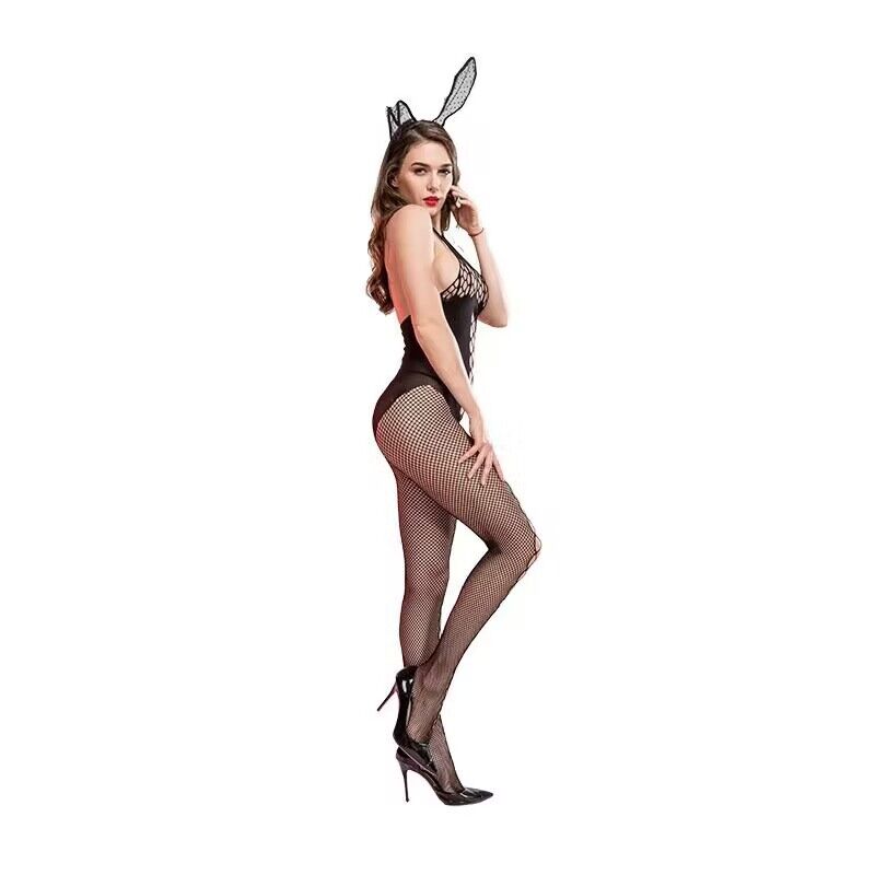 Sexy spodní prádlo Nová perspektiva Hollow Halter Naked Back Deep V Open File Sexy tělové punčochy