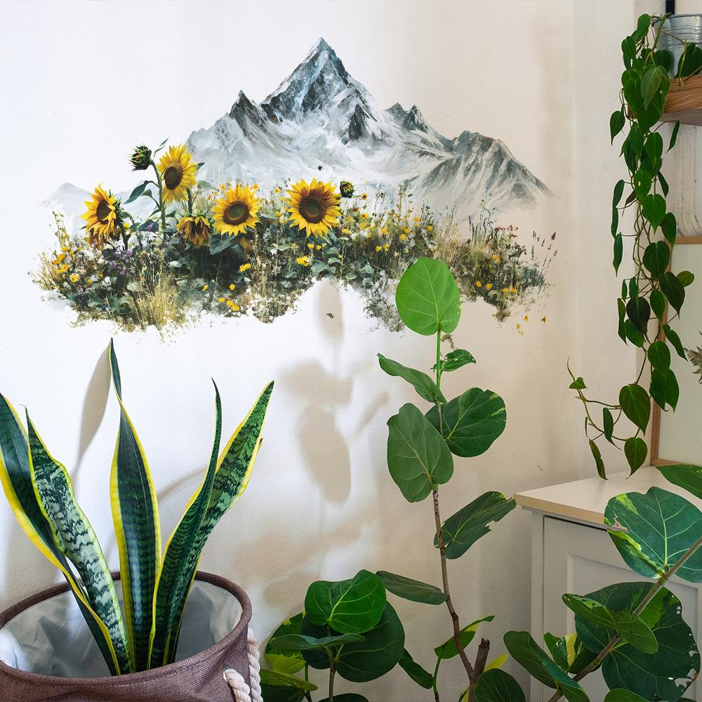 Simple Mountain Sunflower Bedroom Living Room Home Background Beautification Decoration Wall Stickers