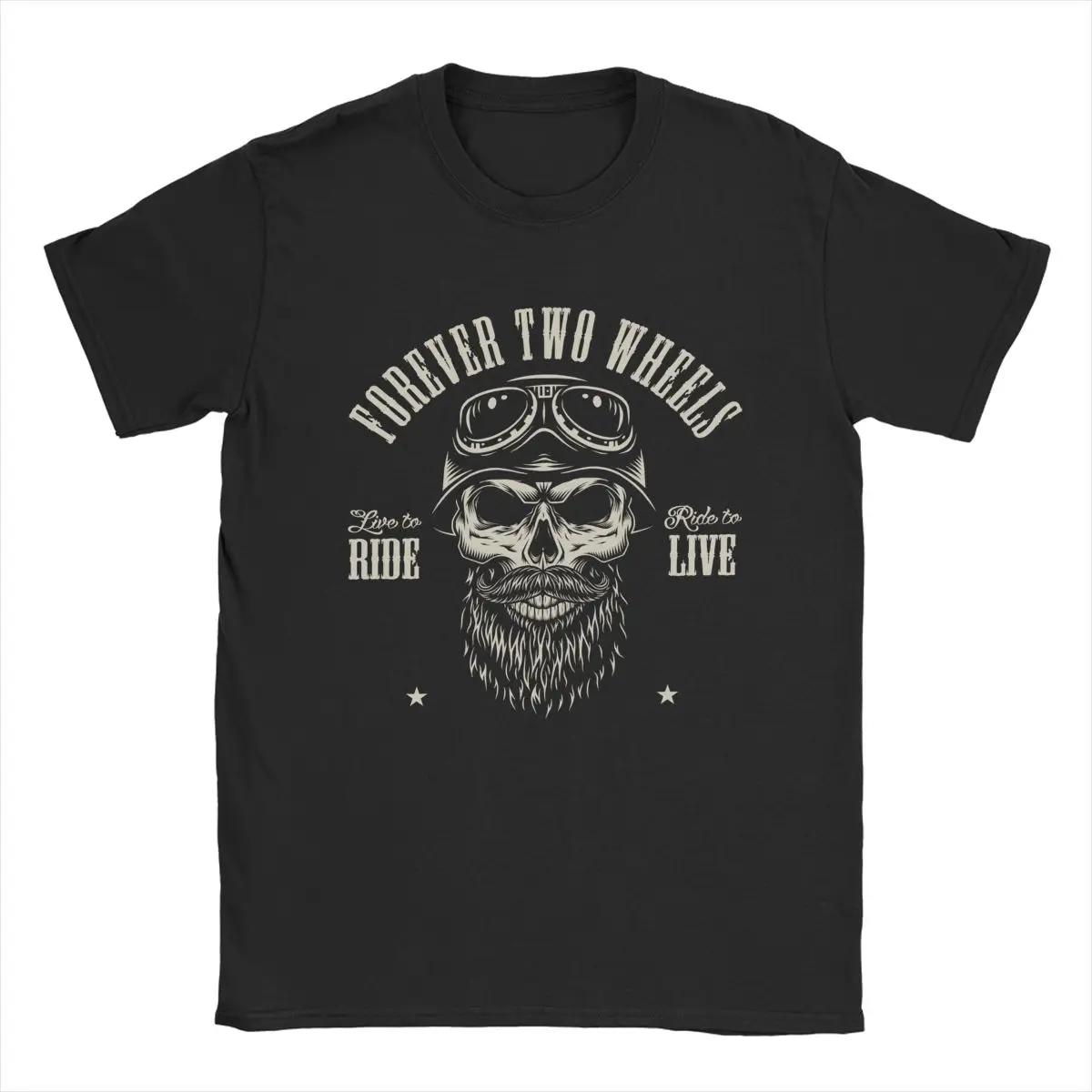 

Crazy Motorcycle Vintage Rider Ride To Live T Shirt Men Women 100% Cotton Forever Two Wheels Tees Shirt Printing Clothing S чёрный