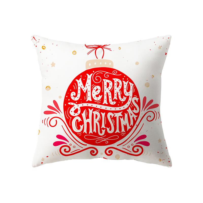 Christmas Theme Cute Elk Print Pattern Cushion Cover Home Living Room Sofa Decoration Square Polyester Pillow Pillow Cover