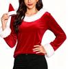 Velvet Plush One-Shoulder Christmas Women's Top: Long Sleeve Festival Party Outfit