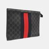 [Pre-Owned] Signature Logo Stripe Web Zipper Canvas Clutch - Very Good #1G2LX3S