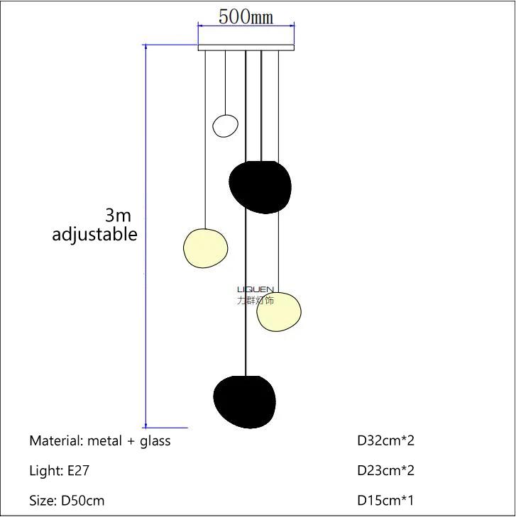 Nordic Minimalist Staircase Chandelier Bubble Glass Light Luxurious Living Room Family Kitchen Restaurant Celing Pendant Lamp