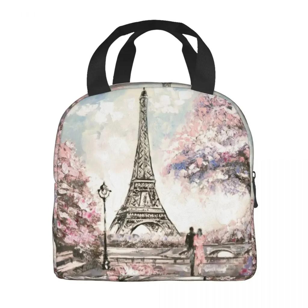 Eiffelturm Isolierte Lunchtasche für Camping Reisen Romantische Französische Liebe Auslaufsichere Kühltasche Thermische Lunchbox Frauen Kinder