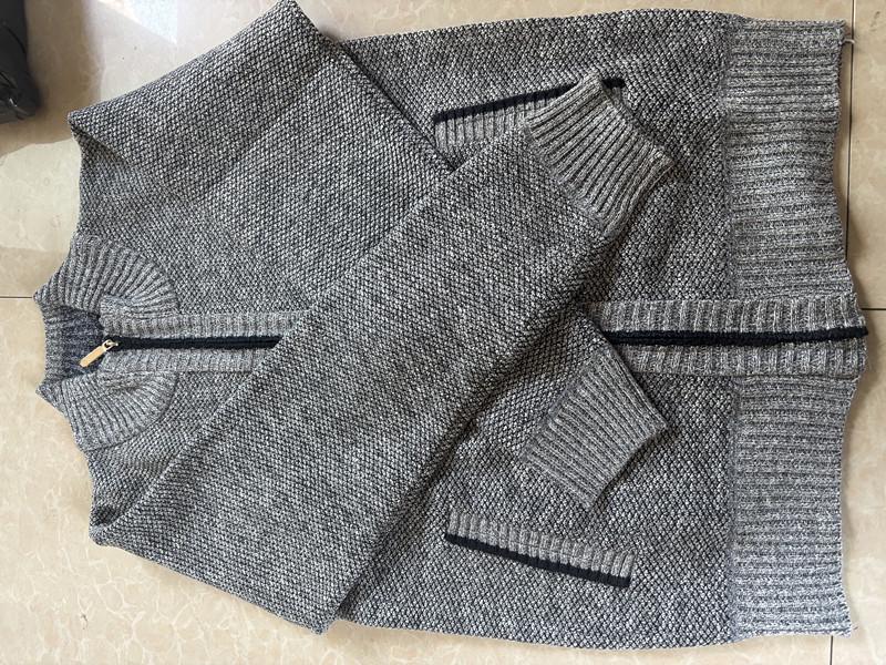 2024 Men's Autumn/Winter Stand-Up Collar Fleece-Lined Cardigan Sweater