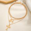4 fashionable vintage hollowed out cross pendants Fried Dough Twists braid multi piece set women's necklace