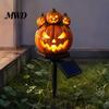Auto on Off Light Solar Halloween Pumpkin Garden Stake Light, Waterproof Resin LED Outdoor Festival Decor Lantern, Spooky Yard Lighting for Patio Lawn