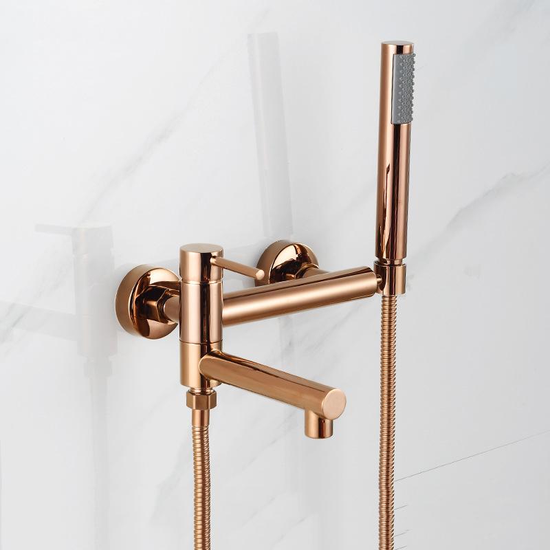 Brass Bathroom Shower Set Bathtub Faucet Handheld Shower Head Set Simple Multi-functional Shower Faucet Hot And Cold Mixed Tap