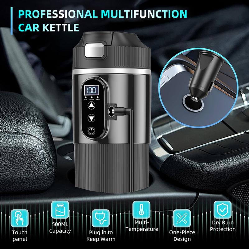 12V/24V Car Kettle Portable Electric Travel Kettle Car Heater 500ML Hot Water Boiler Small Hot Water Heater For Tea Coffee Milk