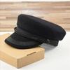 Captain's Hat Large Size Black Flat Top Hat, Large Head Circumference Men's Hat, British Style Sailor Hat Casual Fashion Middle-aged and Elderly Hat