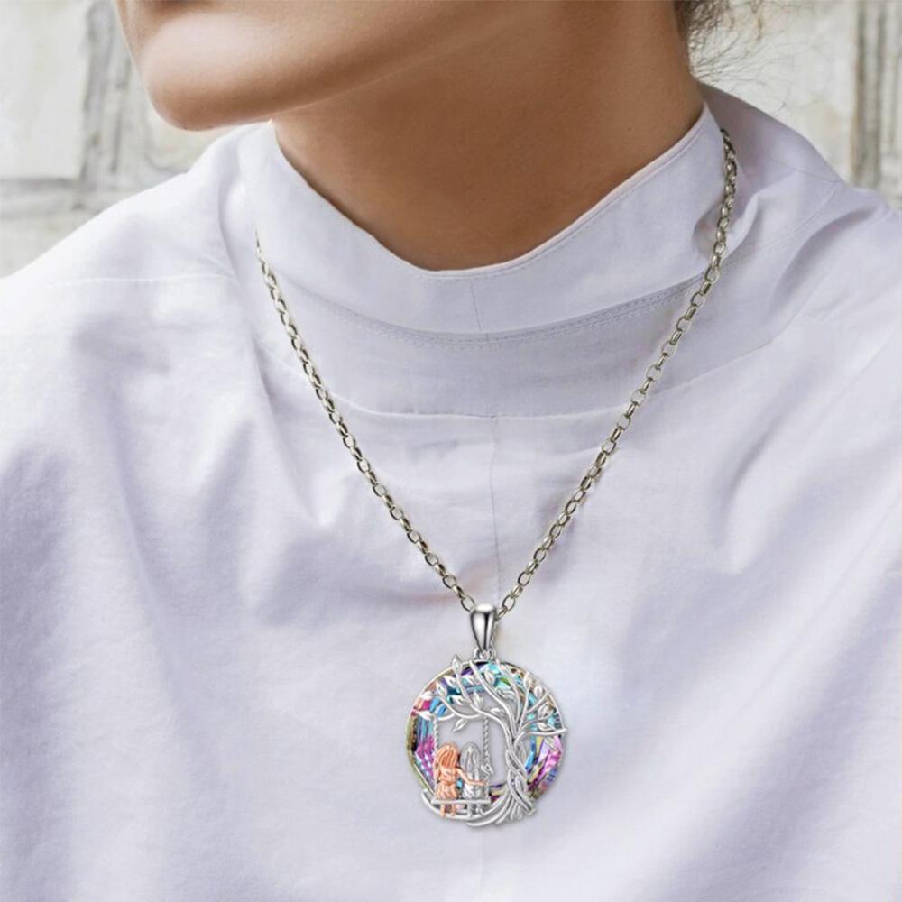 Collana Personalizzata Con Nome In Argento 925 - Albero Della Vita E Piedino Bimbo, Regalo Per Mamma