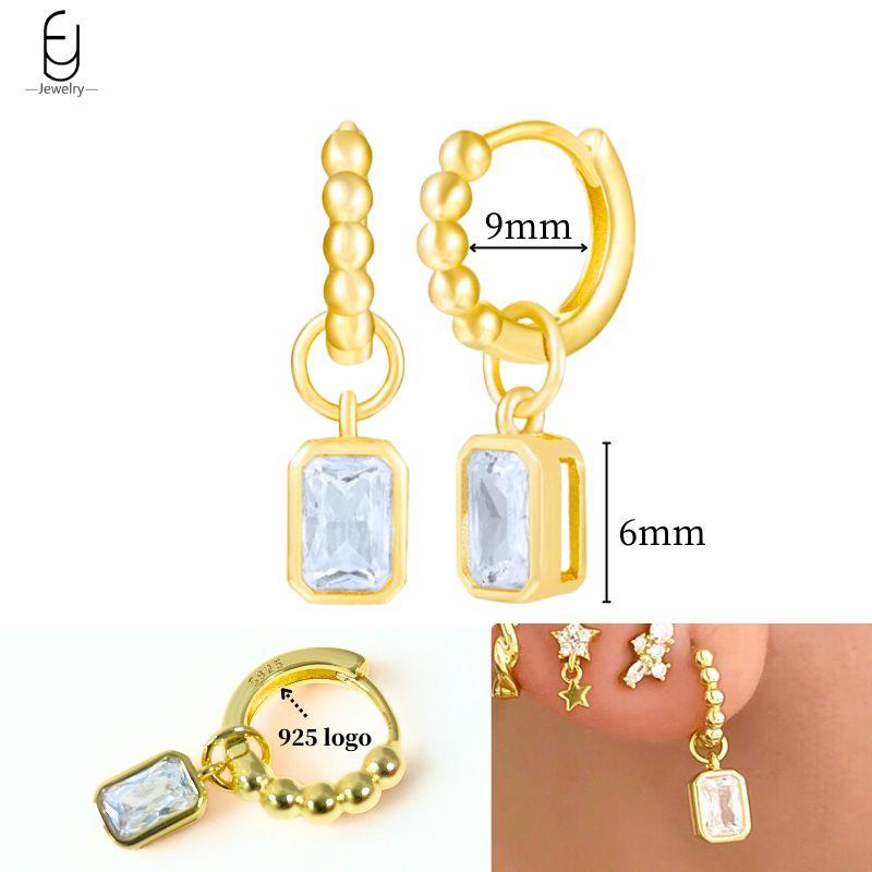 925 Silver Ear Needle White Crystal Gold Earrings for Women Luxury Water drop/Heart/Flower Pendant Earring Fine Jewelry