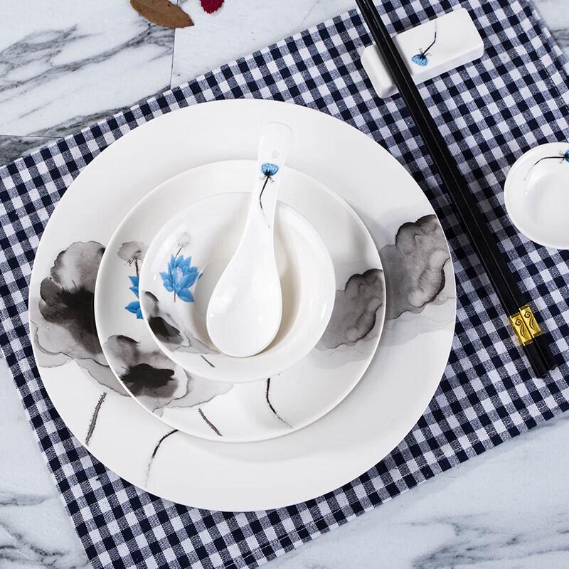 Diruien Ink Lotus Ceramic Tableware Collection