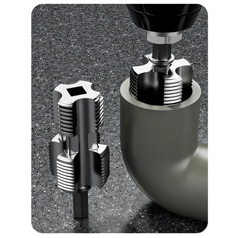 4/6-points Double Head Water Pipe Inner Hole Wire Opener, Electric Drill Compatible Hexagonal Universal Water Pipe Tapping Tool