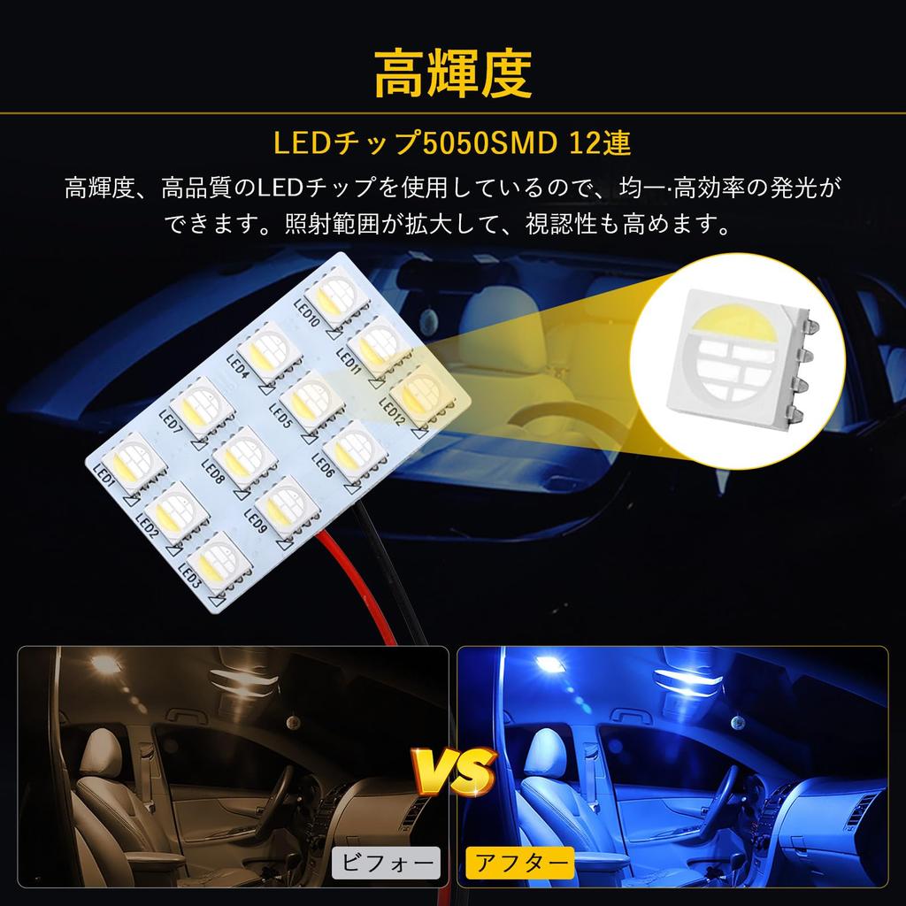 Koongloong LED Room Lamp, LED Dome Light, Room Lamp, RGB Indoor Light, Universal Car Lighting, Remote Control, Set of 2