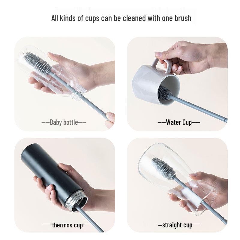 Silicone Long-Handle Cup Brush - Ideal for Baby Bottles & Glasses