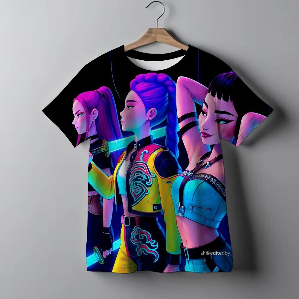 Fashion Casual Kids T-shirt KPop Demon Hunters Cool Girls Tee Top Soft Comfortable Summer Versatile T-shirt