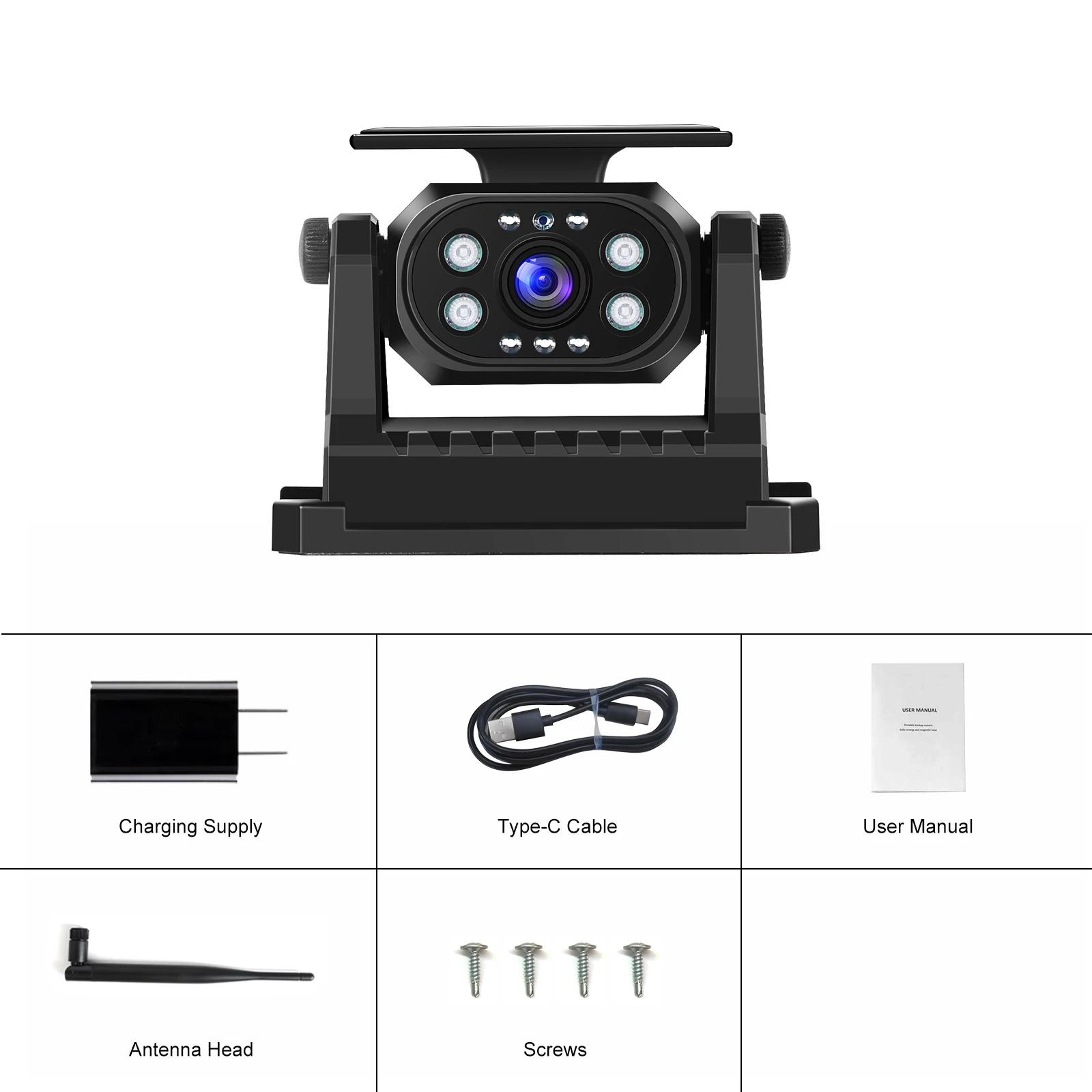 

Автомобильная камера заднего вида, резервная камера для парковки, WiFi, беспроводная солнечная батарея, 1080P, инфракрасная камера ночного видения, магнитная камера