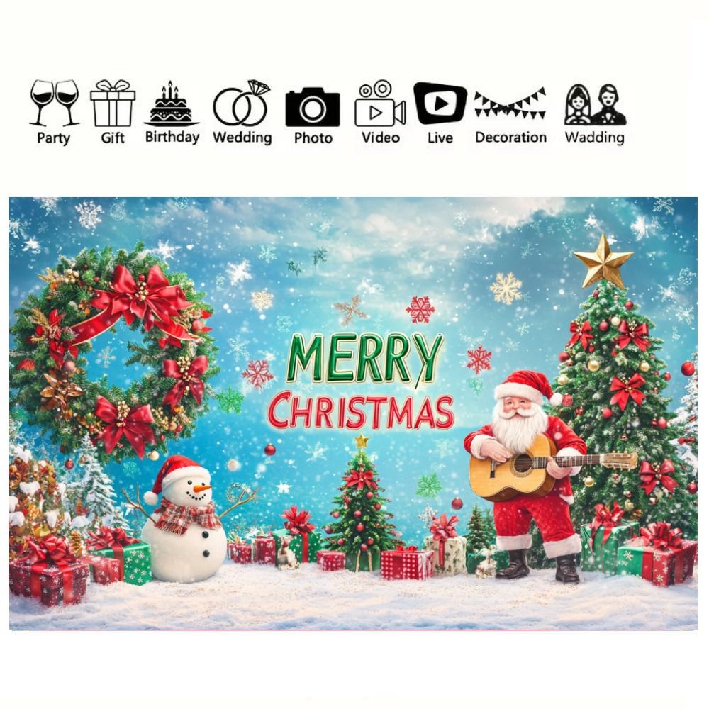 Merry Christmas Winter Santa Snowman Background Cloth 2025 Xmas Party Decoration Supplies Home Photography Background Banner