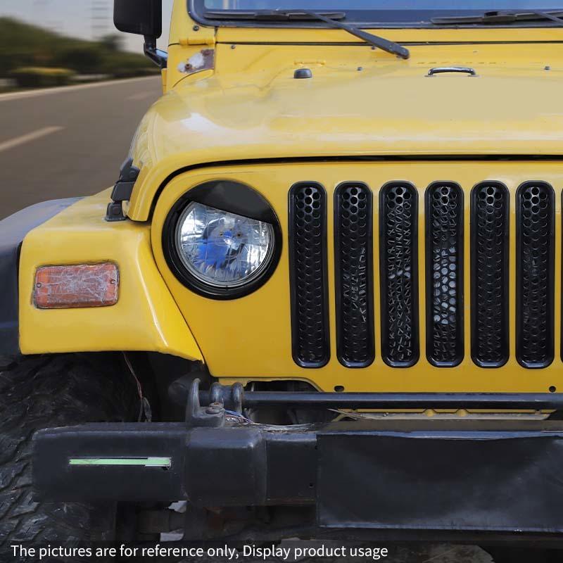 Car Front Hood Grille Ring Cover Headlight Circle Protective Sticker For Jeep Wrangler TJ 1997-2006 Car Exterior Accessories