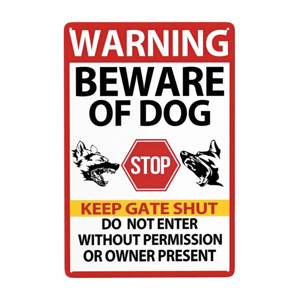 Pc Attention au Chien Panneaux Avertissement Interdiction d'Entrer Panneaux Métalliques Propriété Privée Chien sur les Lieux Panneau pour Jardin Décoration Extérieure x I