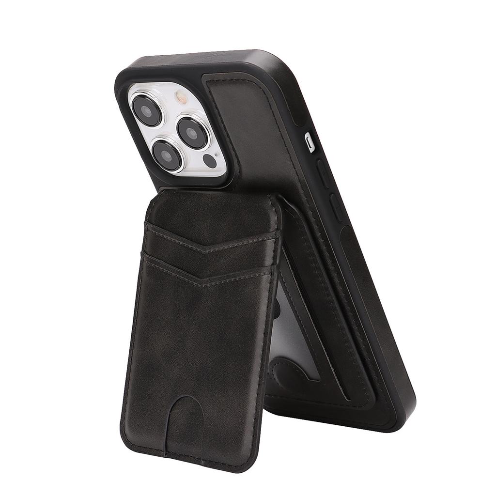 Magnetic Leather Phone Case with Card Holder for iPhone 12 - 17 Series Multi - functional Stand Shockproof Protective Cover