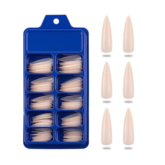 100 szt./zestaw Pełnoklejące Szpiczaste Sztuczne Paznokcie Jednolity Kolor Naklejki Manicure Akcesoria