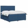 Box Spring Bed with Mattress and Headboard Blue 200 X 200 Cm Fabric