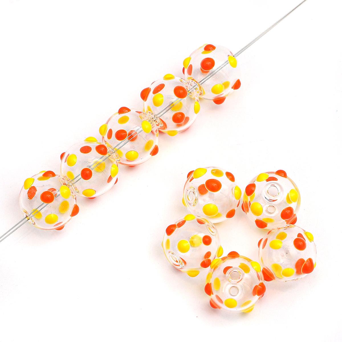 

1 шт., 14 мм, точечный узор, полые цветные глазури, круглые шарики, разноцветные стеклянные бусины для изготовления ювелирных изделий, браслет, ожерелье, серьги 14mm 1pcs