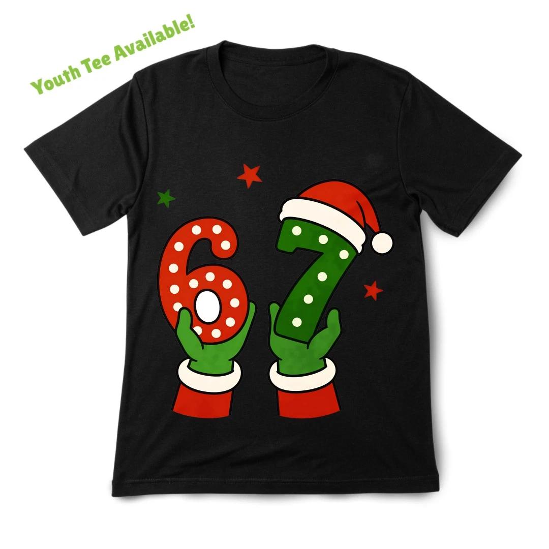

Youth 67 Elf Hands Graphic T-Shirt-Christmas Outings,Gatherings&daily Casual Tee 160