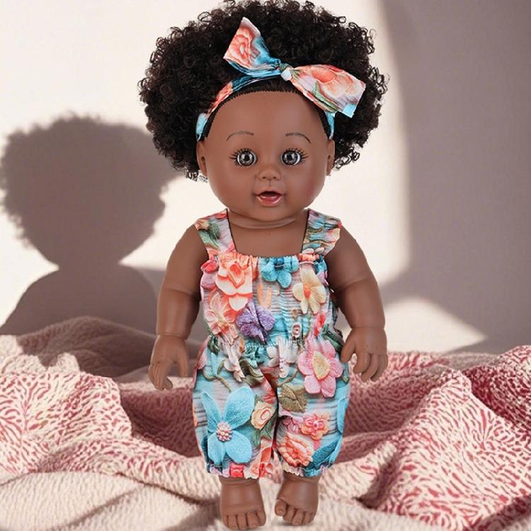 Curly Afro Hair Black Doll Soft Body Collectible Reborns Doll For Kids RolePlay Imagination Development Activity Toy
