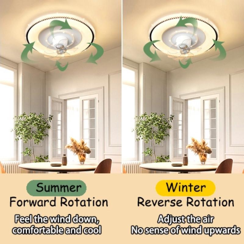 Invertorové LED osvětlení stropního ventilátoru Jídelna Elektrická lampa ventilátoru otočná o 360° Měděný motor pro domácnost Světlo stropního ventilátoru