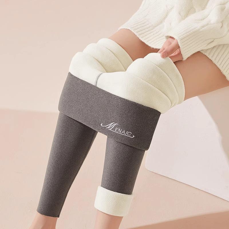 Lamb Wool Thermal Pants Wear German Velvet Inside and Outside, Autumn and Winter High-waisted Tight-fitting Cold-proof Legged Cotton Pants
