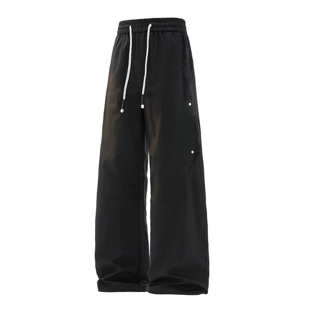 Men's Quick-Dry Casual Trendy Straight Leg Plus Size Color Block Pants for Spring and Fall