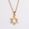 Punk Star of David Pendant Necklace Earrings Set Gold Color Stainless Steel Jewish Hexagram for Women Religious Jewelry Set