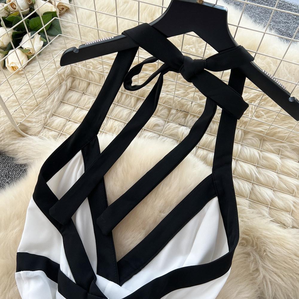Rochie Maxi Lungă cu Bretele Subțiri pentru Plajă de Vară pentru Femei Sexy cu Decolteu în V și Spate Decoltat Rochie de Seară