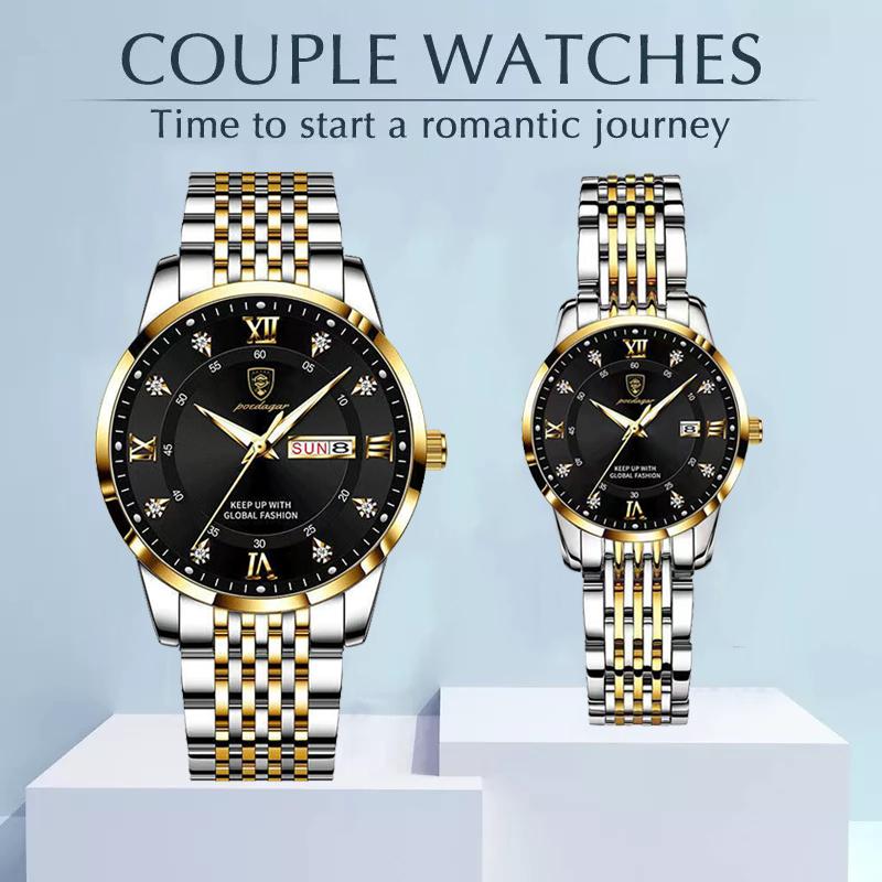 Wrist Watches for Men and Women Hot Sale Stainless Steel Luxury Watch Wholesale Waterproof Luminous Quartz Couple Watch Couple Watch