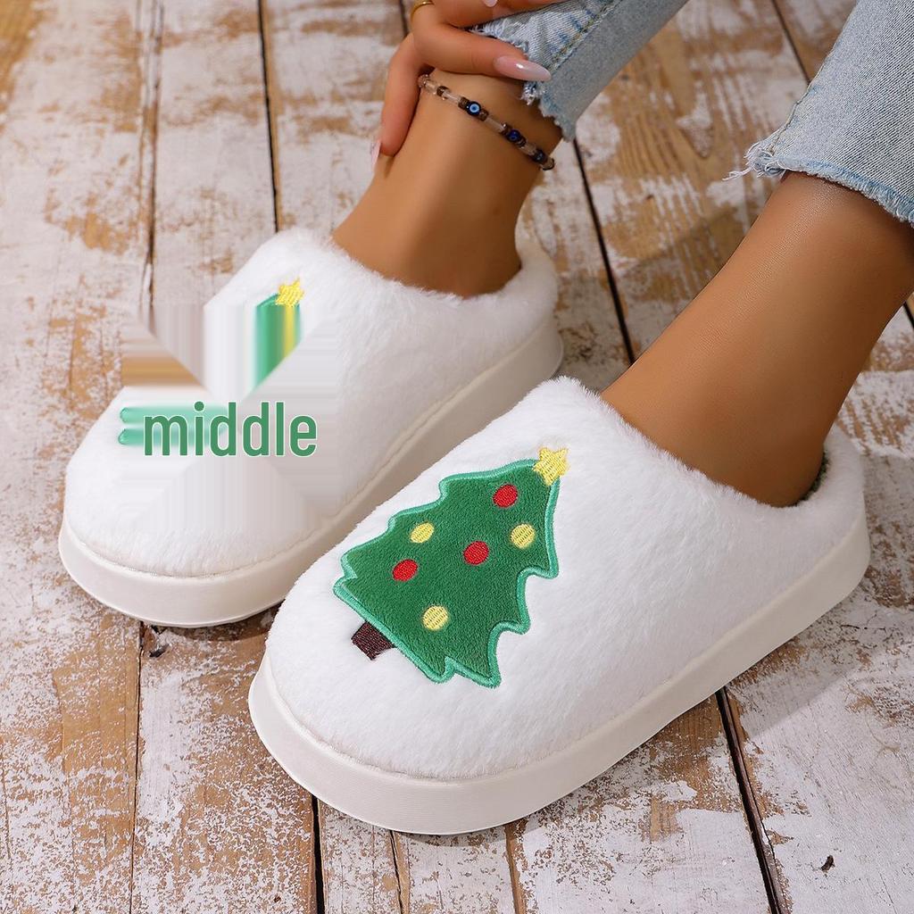 Women's 3D Christmas Tree Non-Slip Warm Cotton Indoor Slippers