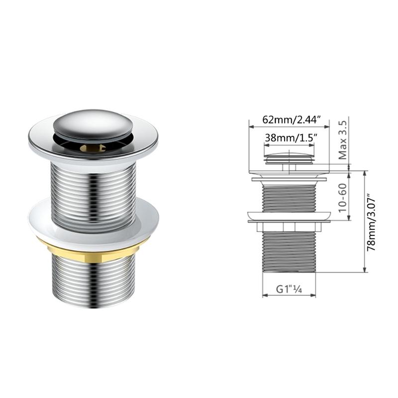 Upgraded Unslotted Brass Waste Brushed Gold Finish Wasters Efficient Water Drainages European Style Brass Waste 62mm