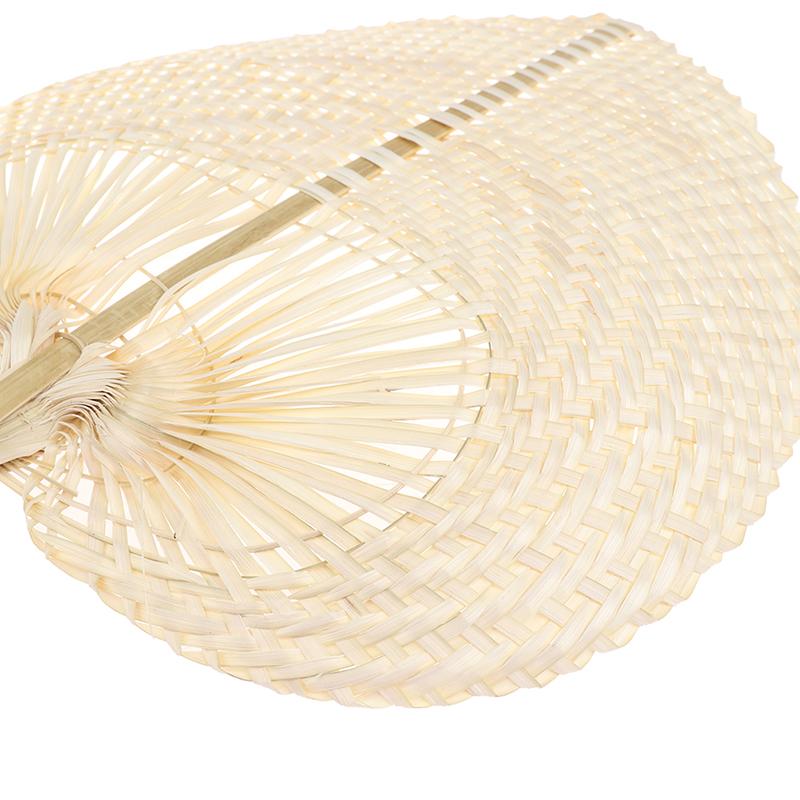 Chinese Style Handmade Palm Leaf Woven Hand Heart Shaped Mosquito Repellent Fans