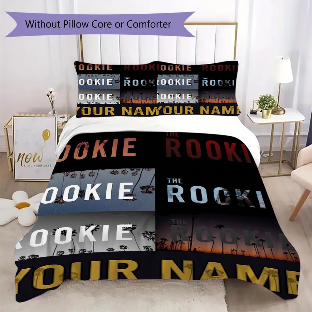 Custom Name The Rookie Pattern Bedding uilt Set uilt Cover Pillowcase Home Decoration Birthday Gift (1*duvet cover+2*pillowcase without core)