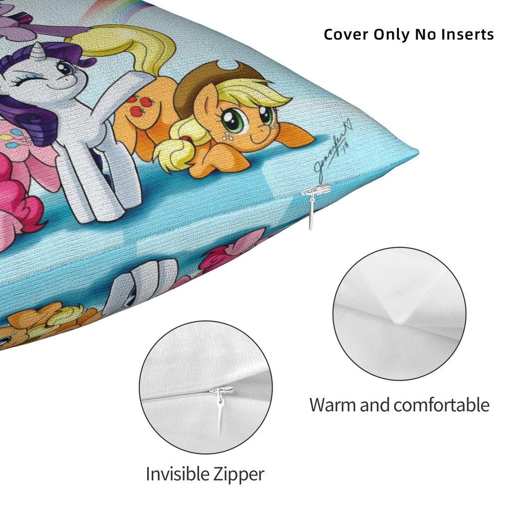 Cute M-My Cartoon P-Pony L-Little Pillow Cover Rainbow Novelty Pillow Case For Sofa Home Decor Soft Pillowcases Gift